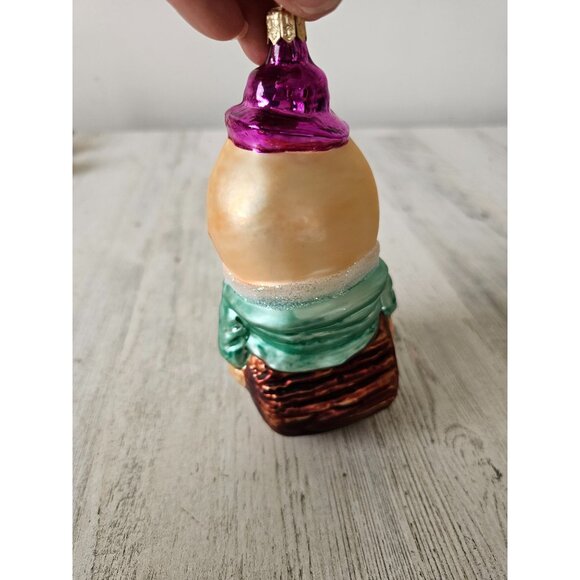 Vintage radko eggbert Humpty Dumpty fairytale ornament glass Xmas log tree - Picture 4 of 9